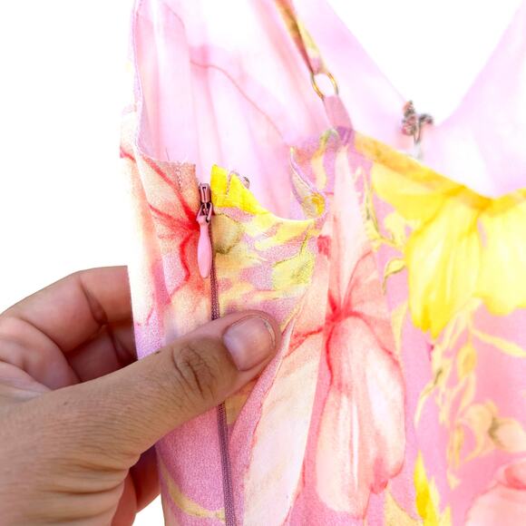 New LoveShackFancy Fabienne Cotton Silk Ruffle Mini Dress Pink Floral Size 4 - Picture 10 of 11